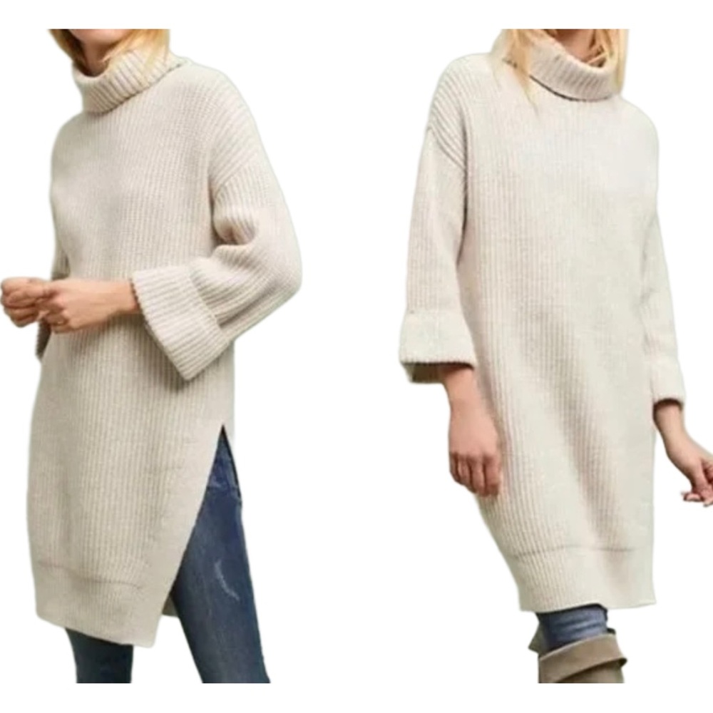 Anthropologie Cream Turtleneck Sweater